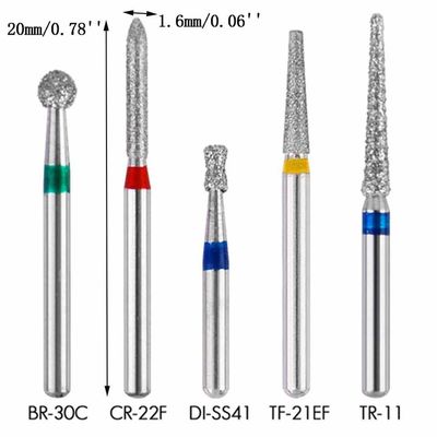 Grinding And Polishing FG Diamond Burs 1.60mm Diameter With Electroplated SS Handle